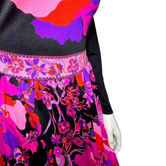 VINTAGE AUTHENTIC MR. DINO 70s Flower Pop Art Turtleneck Midi Dress - Picture 6 of 9